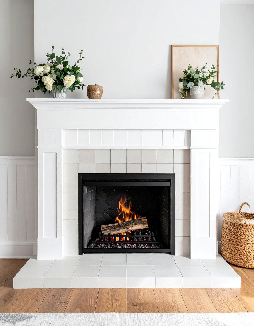 Beadboard Look Ceramic Farmhouse Fireplace Tile - 30 Farmhouse Fireplace Tile Ideas for a Cozy Ambiance