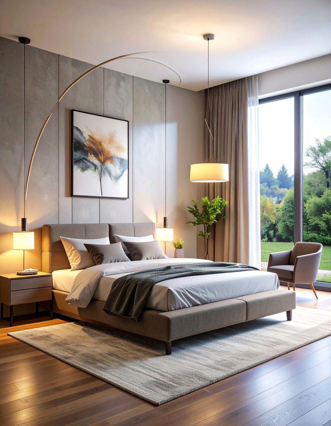 Bedroom Arc Floor Lamp Drama - 40 Bedroom Lighting Ideas for a Cozy Ambiance