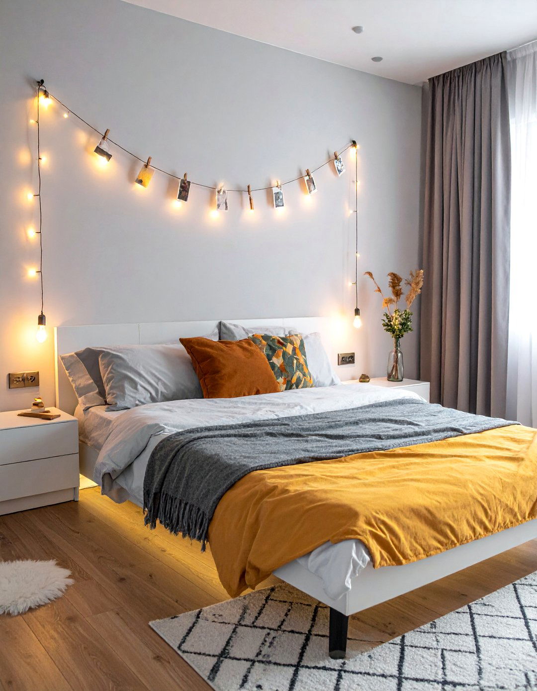 Bedroom Photo Display String Lights - 40 Bedroom Lighting Ideas for a Cozy Ambiance