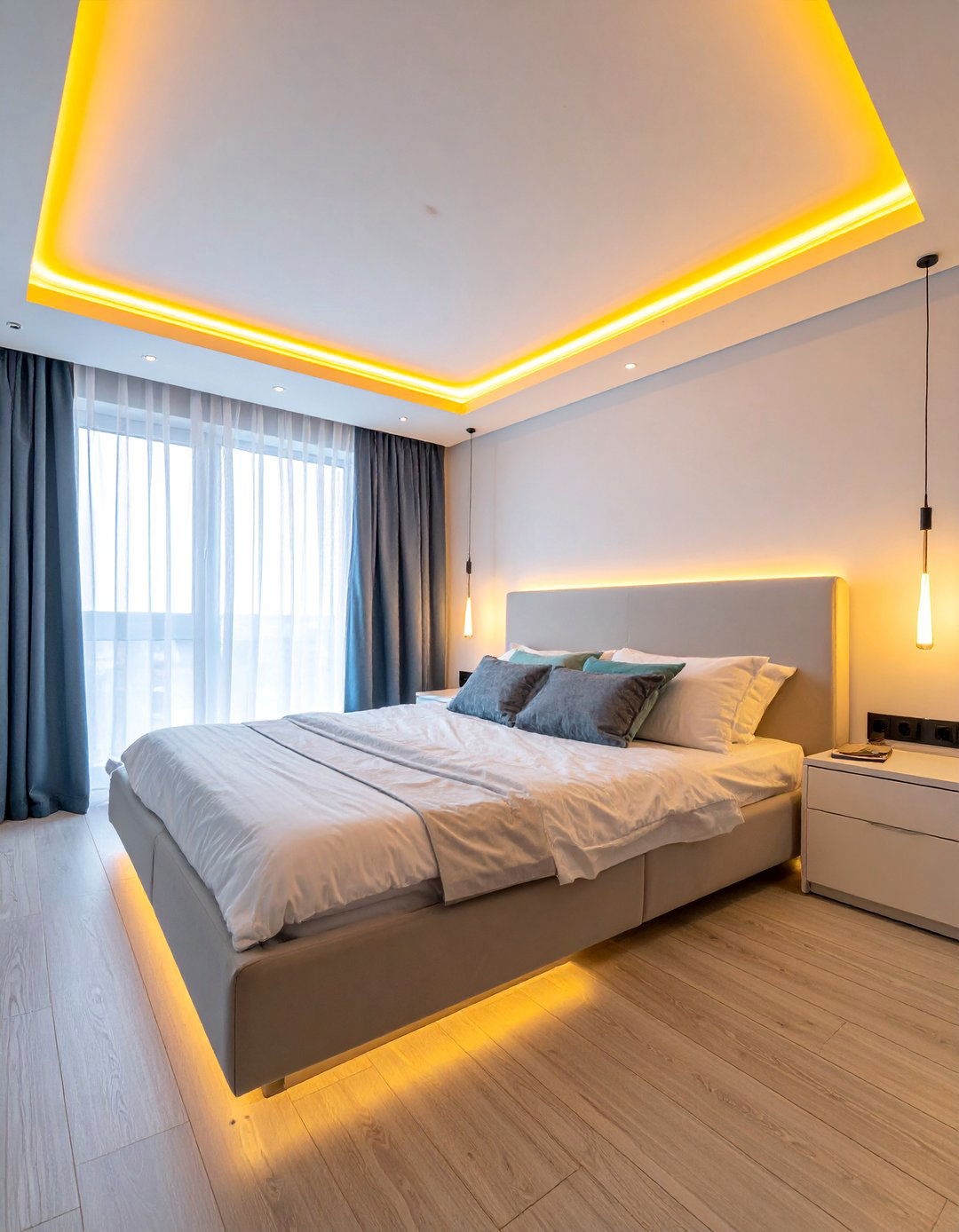 Bedroom Rope Light Borders - 40 Bedroom Lighting Ideas for a Cozy Ambiance
