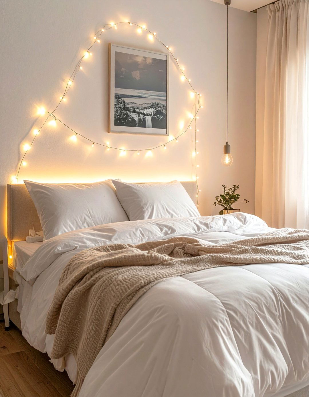 Bedroom String Light Headboards - 40 Bedroom Lighting Ideas for a Cozy Ambiance