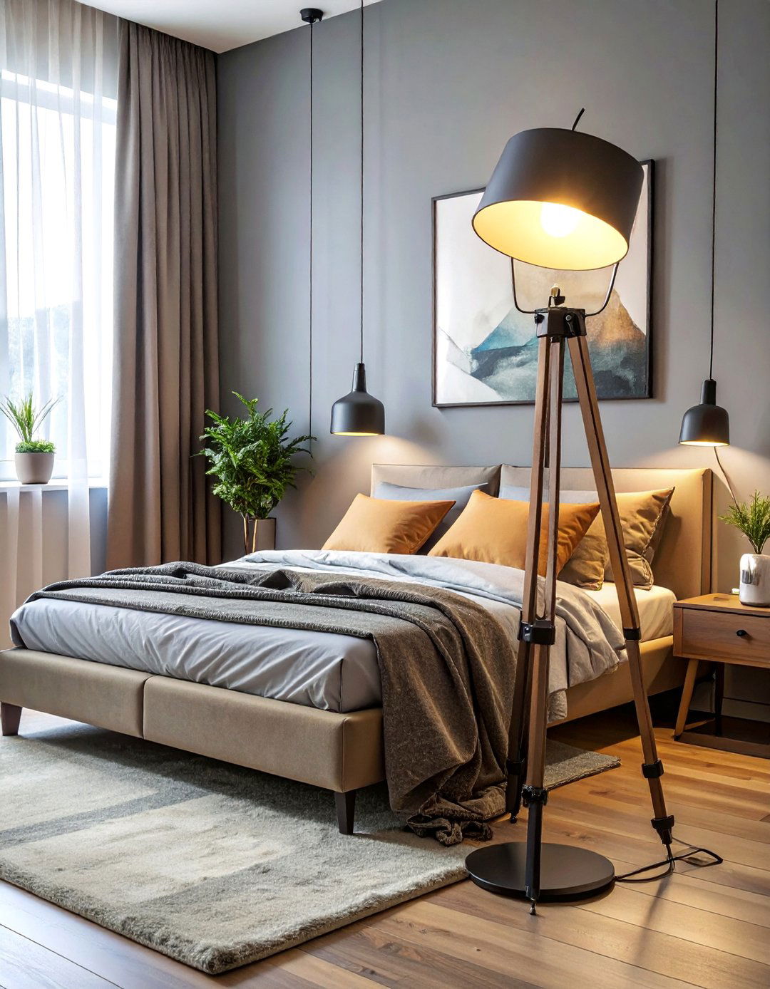 Bedroom Tripod Lamp Accents - 40 Bedroom Lighting Ideas for a Cozy Ambiance