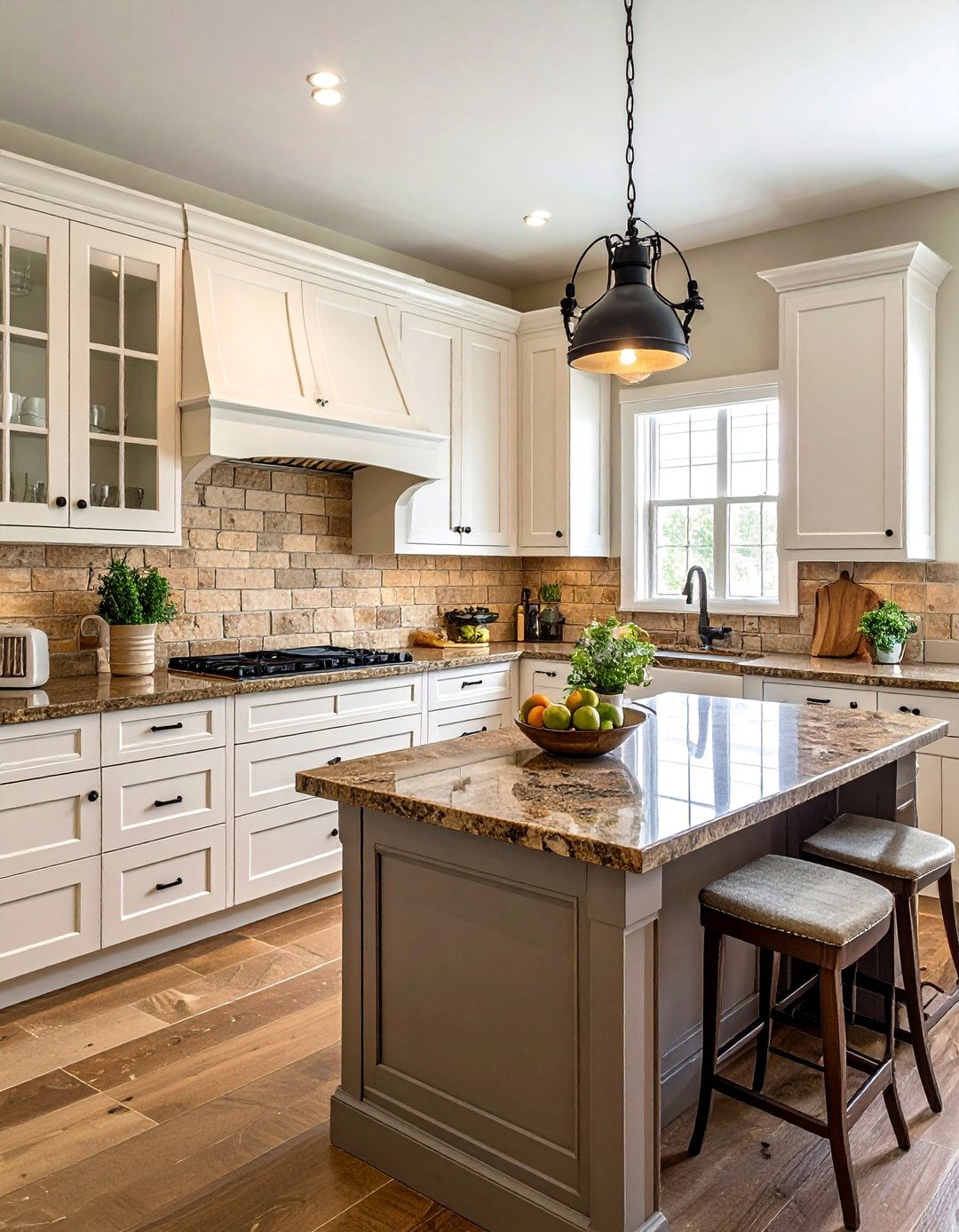 Beige Limestone Brick Backsplash - 25 Backsplash Ideas for White Cabinets and Granite