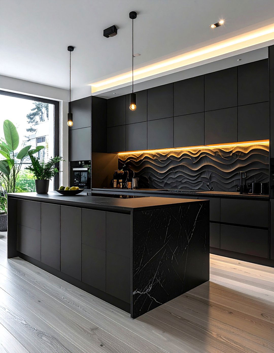 Black 3D Tile Backsplash - 30 Kitchen With Black Backsplash Ideas for a Bold Look