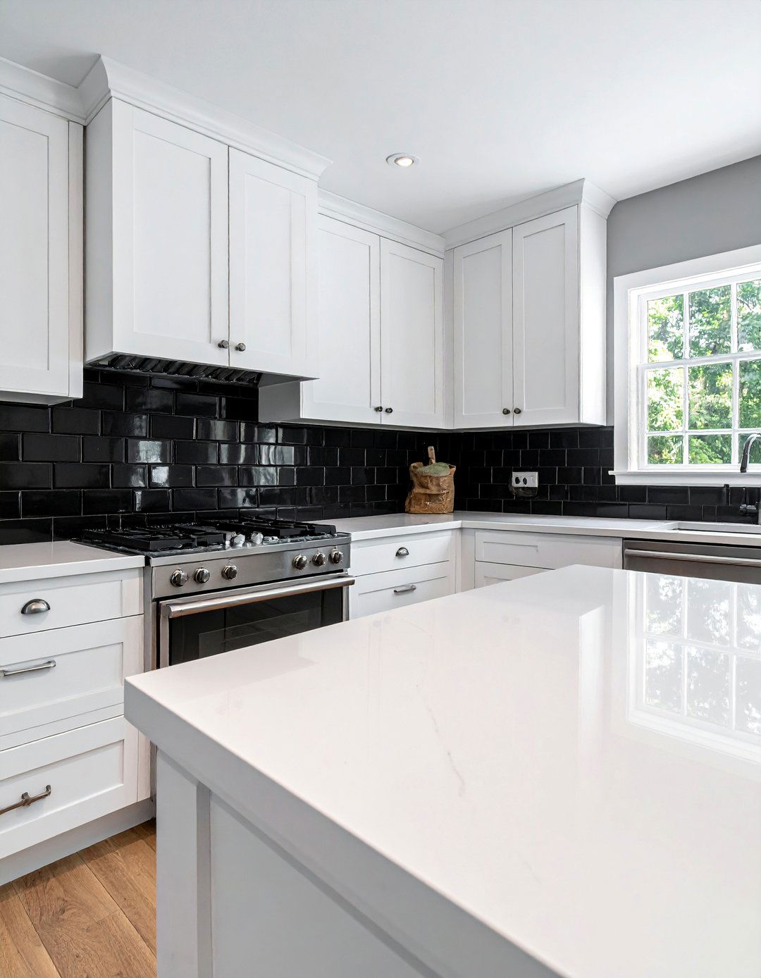 Black Beveled Subway Tile Backsplash - 30 Kitchen With Black Backsplash Ideas for a Bold Look