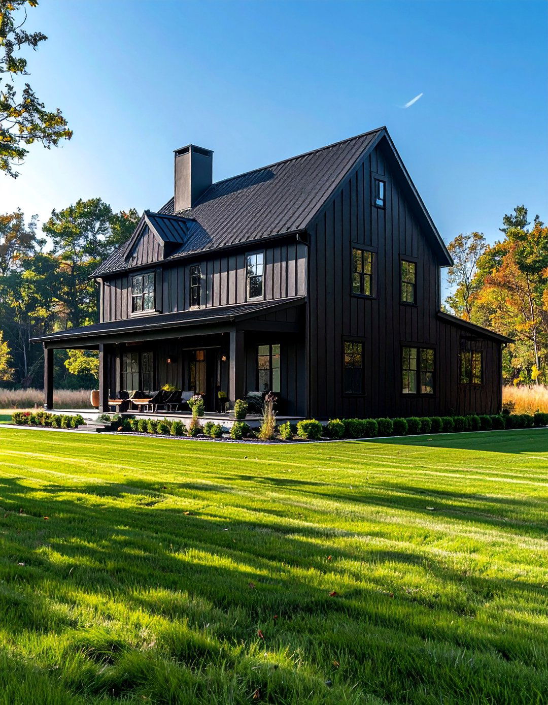 Black Board and Batten Siding Exterior - 30 Black Siding House Ideas for a Sleek Exterior