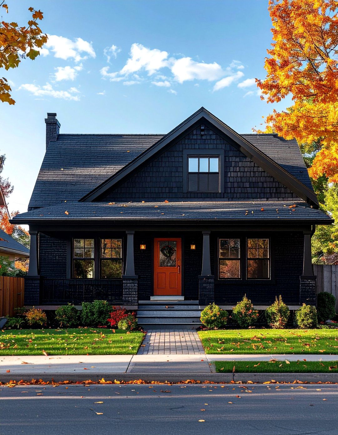 Black Brick Bungalow with a Low Pitched Roof - 40 Black Brick House Exteriors for a Timeless and Elegant Look
