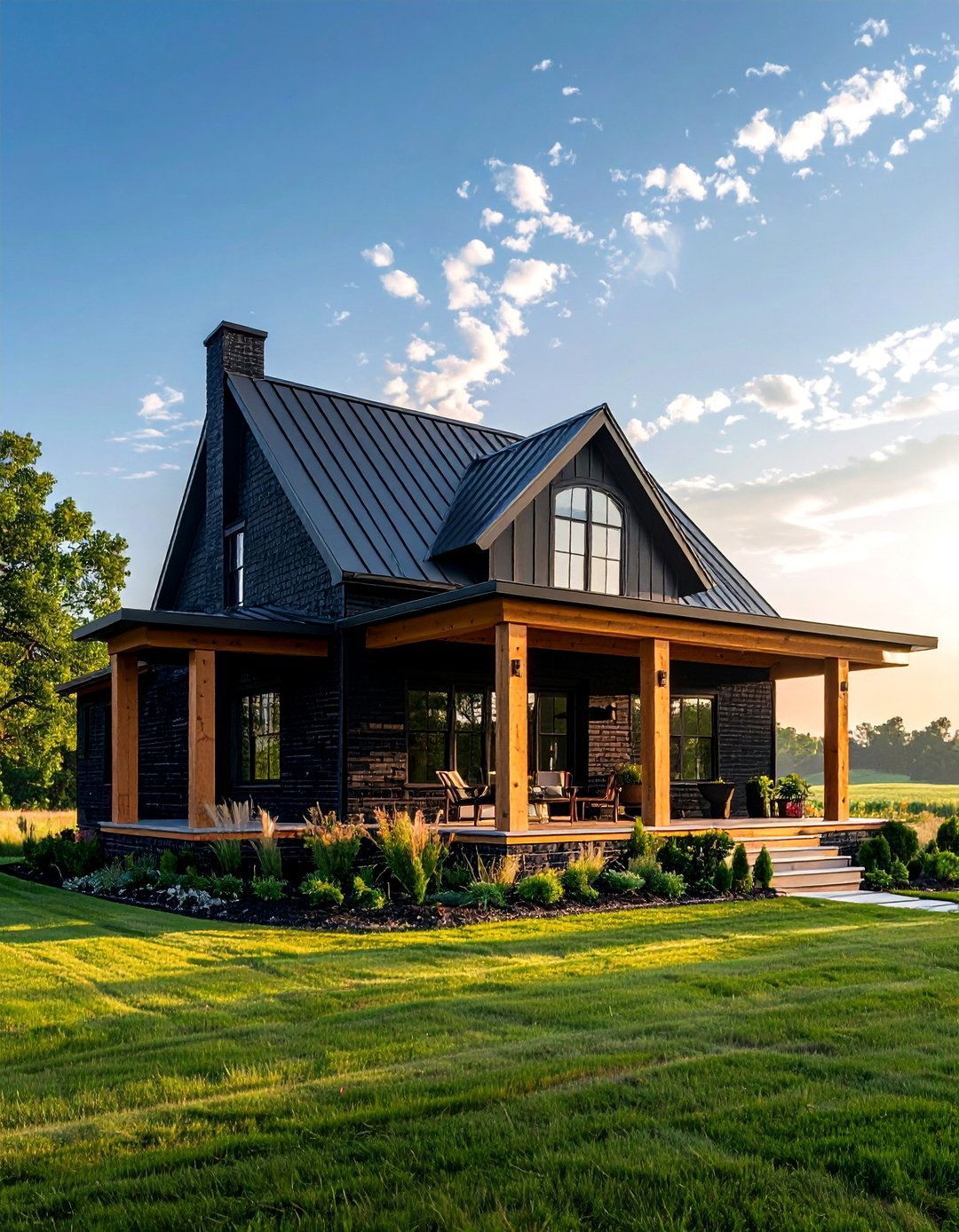 Black Brick Farmhouse Exterior - 40 Black Brick House Exteriors for a Timeless and Elegant Look