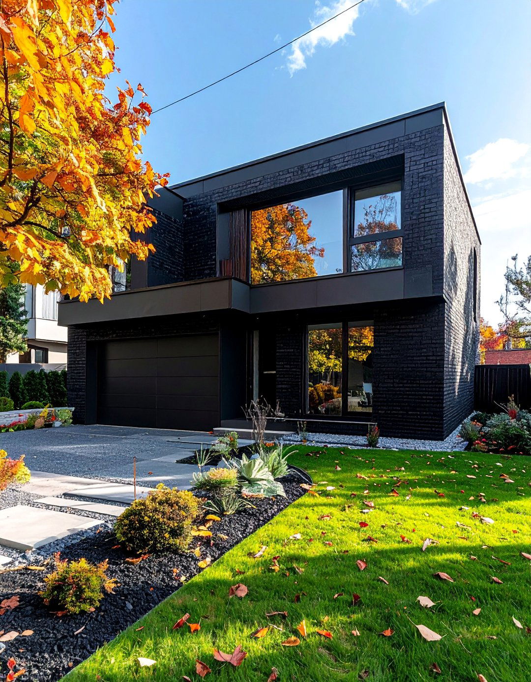 Black Brick House with Dark Mortar - 40 Black Brick House Exteriors for a Timeless and Elegant Look