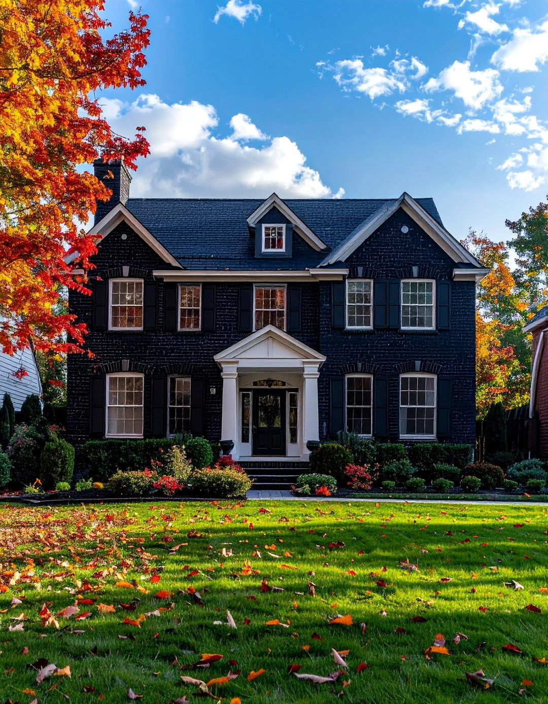 Black Brick House with Light Mortar Contrast - 40 Black Brick House Exteriors for a Timeless and Elegant Look