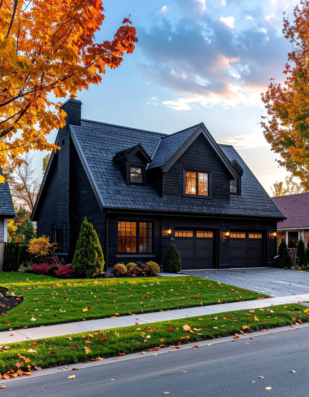 Black Brick House with a Gable Roof - 40 Black Brick House Exteriors for a Timeless and Elegant Look