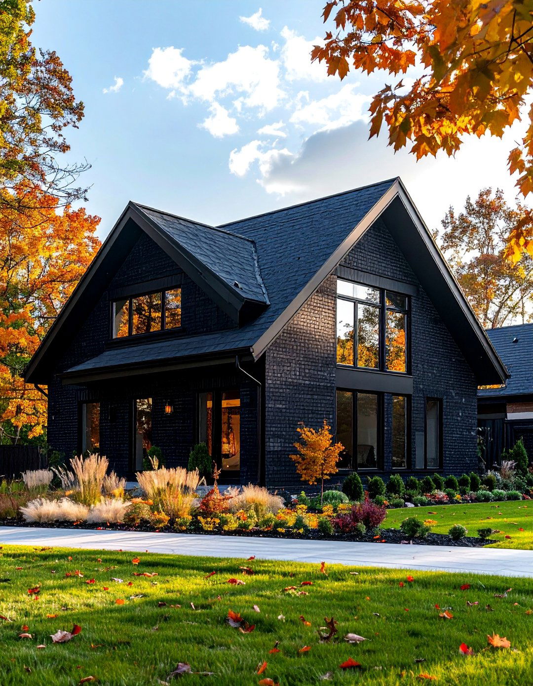 Black Brick House with a Slanted Roof - 40 Black Brick House Exteriors for a Timeless and Elegant Look
