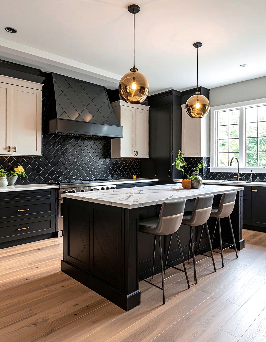 Black Diamond Tile Backsplash - 30 Kitchen With Black Backsplash Ideas for a Bold Look