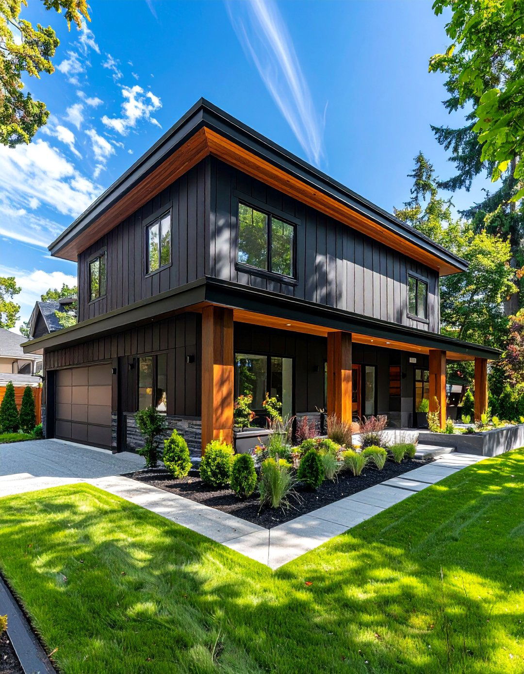 Black Fiber Cement Siding for Durability - 30 Black Siding House Ideas for a Sleek Exterior