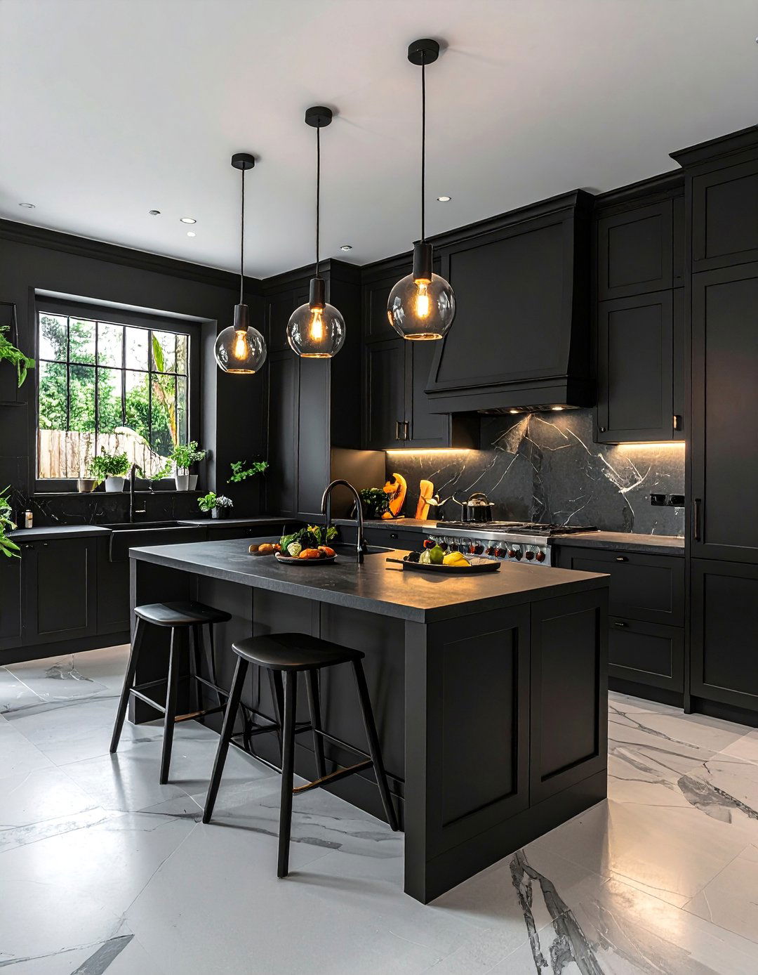 Black Kitchen with a Dark Ceiling for a Dramatic Effect - 40 Black Kitchen Ideas for a Sleek and Sophisticated Look