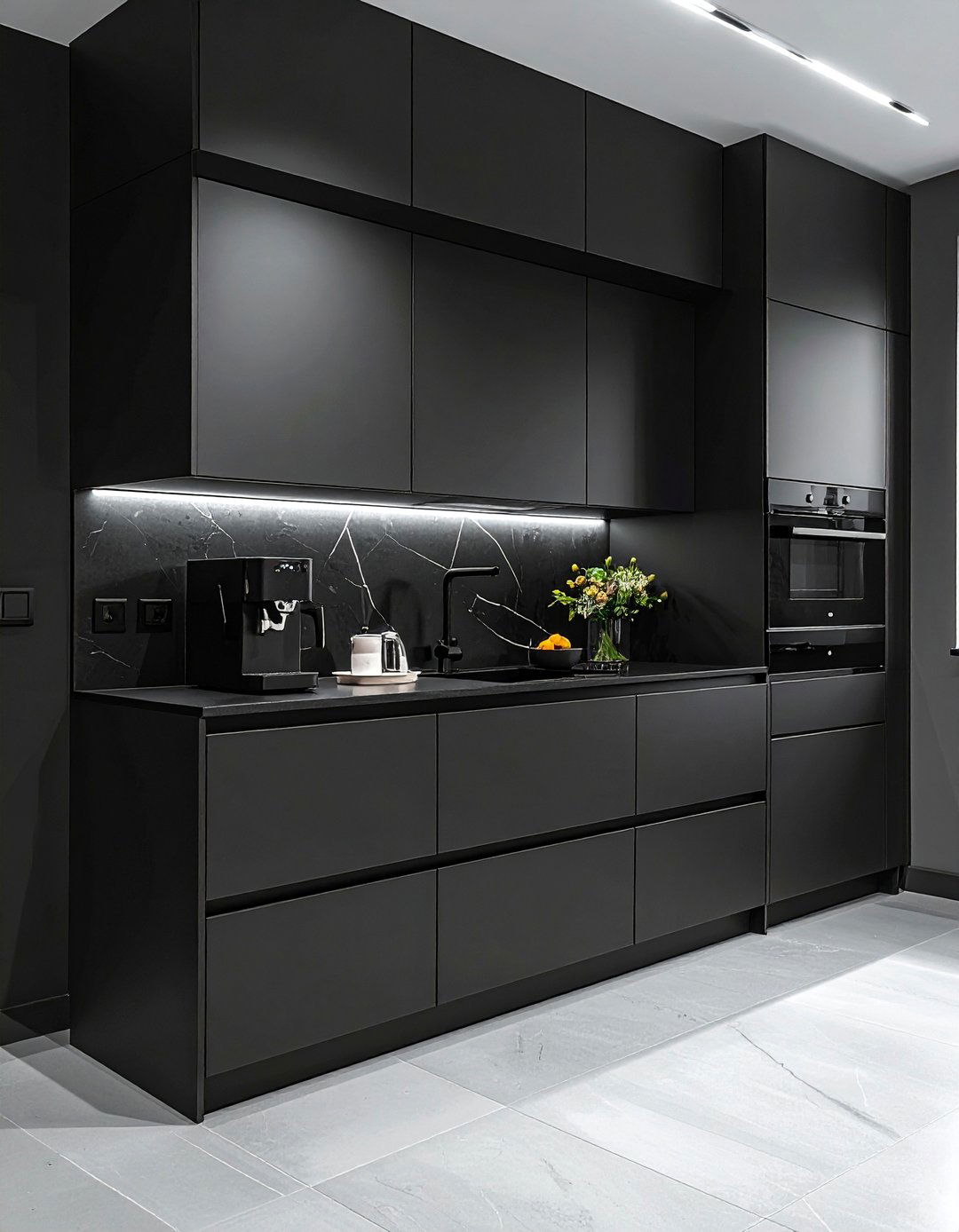 Black Kitchen with a Hidden Appliance Garage - 40 Black Kitchen Ideas for a Sleek and Sophisticated Look