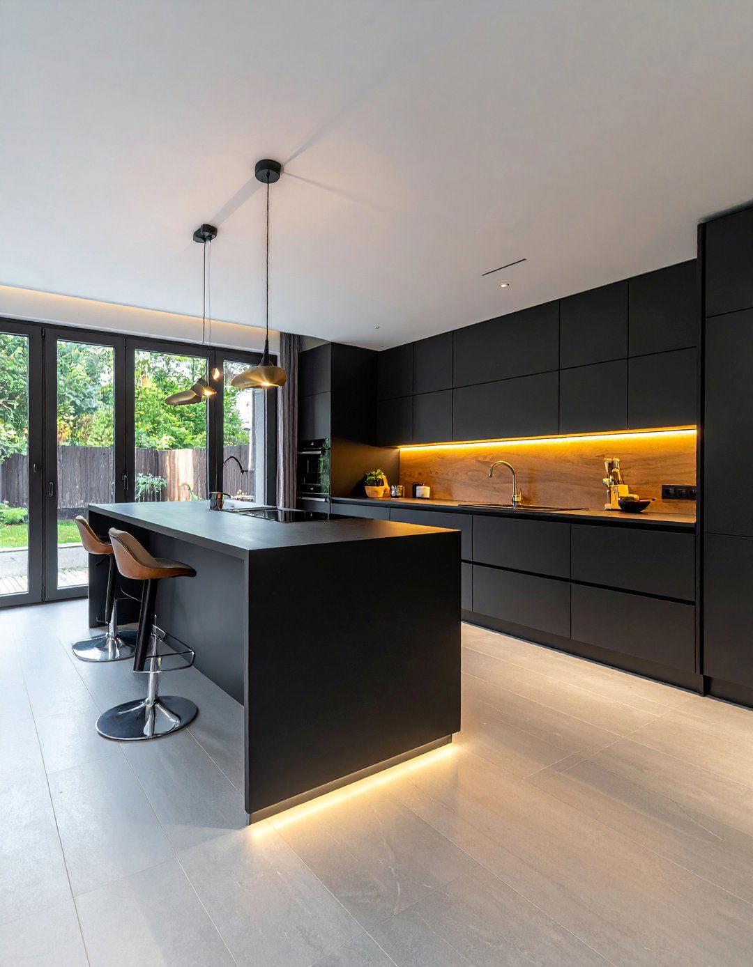 Black Kitchen with a Peninsula for Casual Dining - 40 Black Kitchen Ideas for a Sleek and Sophisticated Look