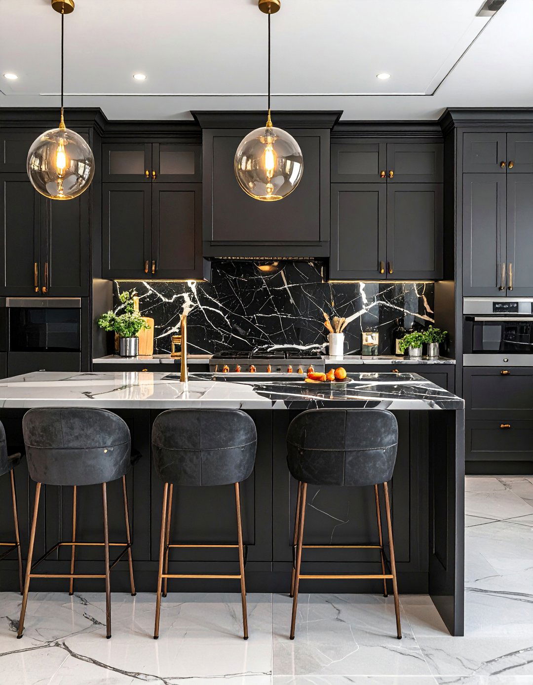 Black Marble Slab Backsplash - 30 Kitchen With Black Backsplash Ideas for a Bold Look
