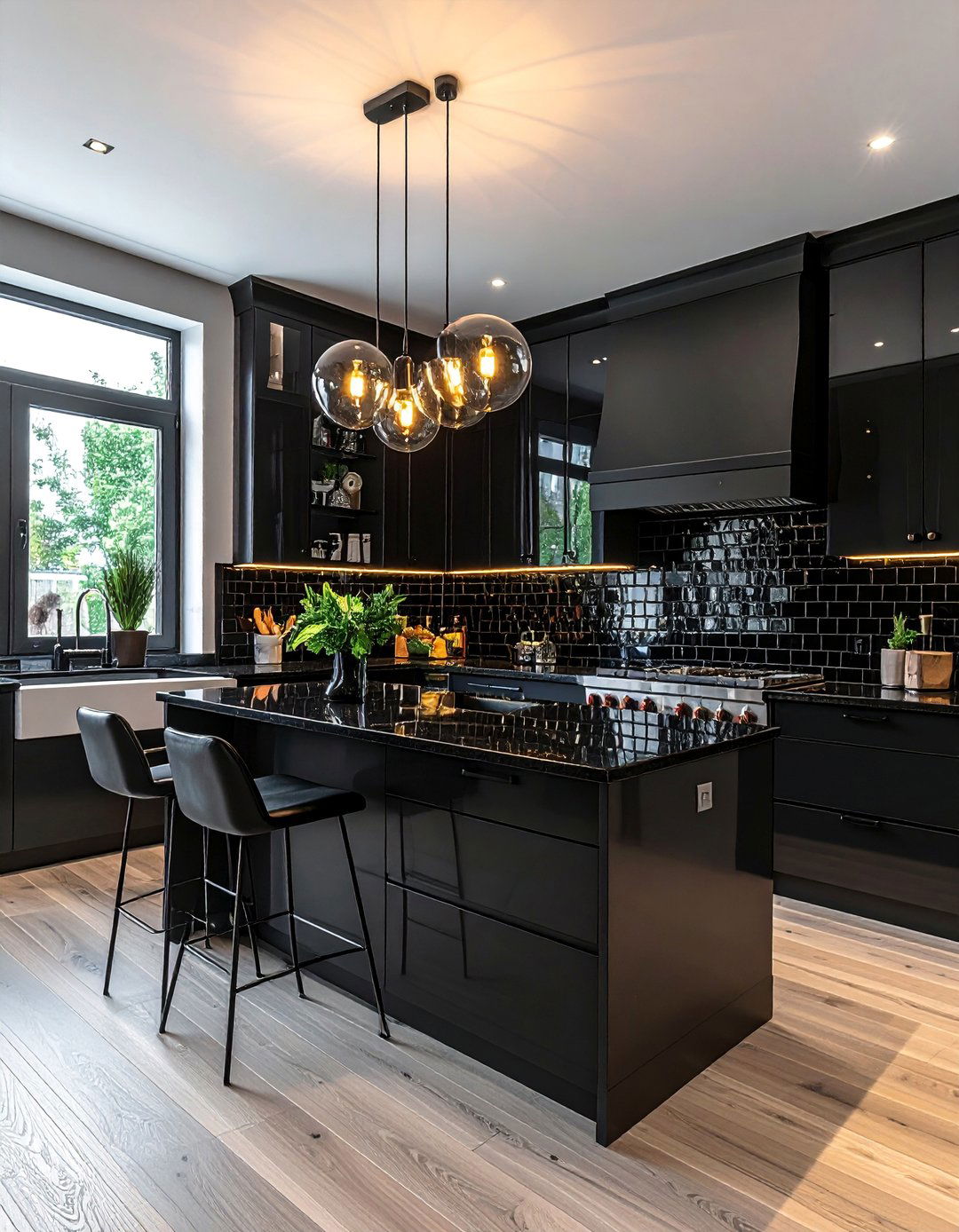 Black Mirrored Tile Backsplash - 30 Kitchen With Black Backsplash Ideas for a Bold Look