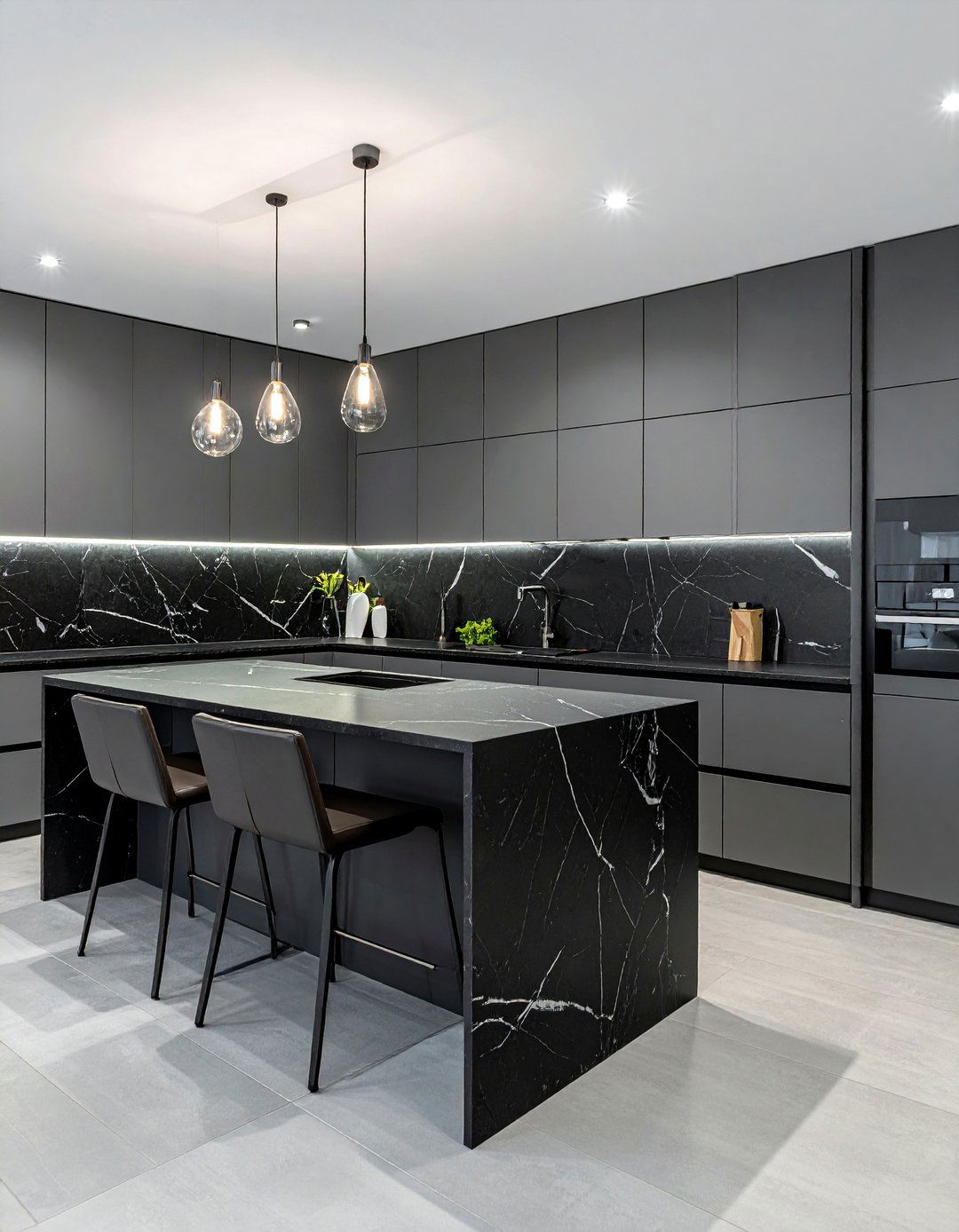 Black Quartz Backsplash - 30 Kitchen With Black Backsplash Ideas for a Bold Look