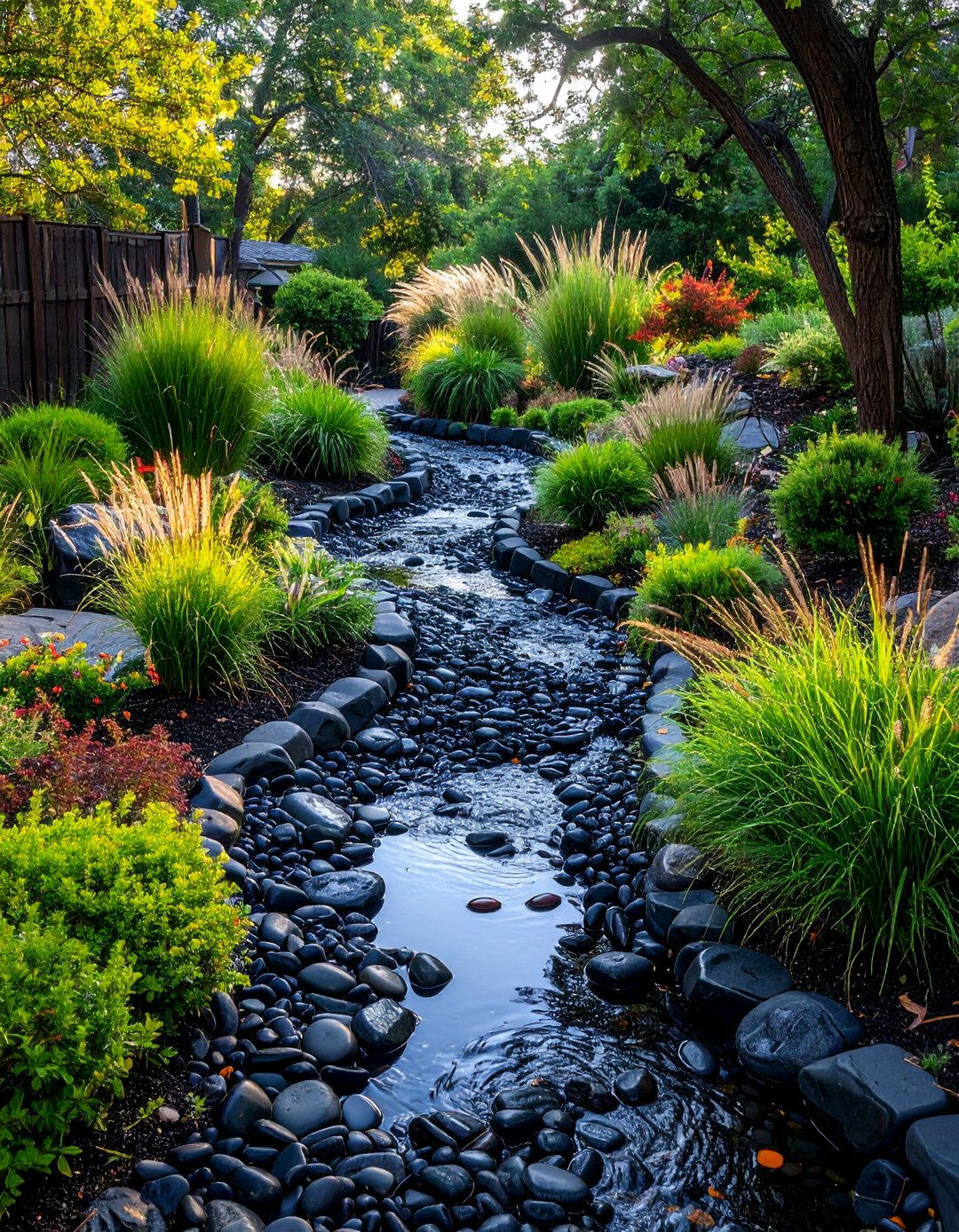 Black River Rock Dry Creek Bed - 20 Black River Rock Landscaping Ideas for a Unique Look