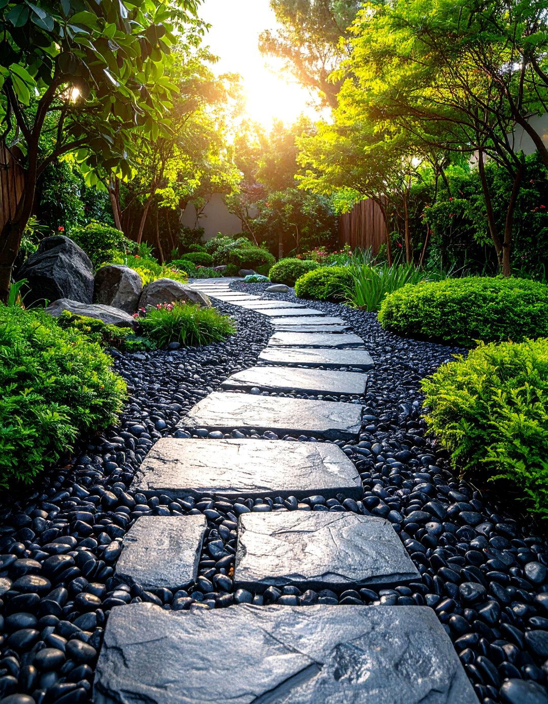 Black River Rock Stepping Stones - 20 Black River Rock Landscaping Ideas for a Unique Look