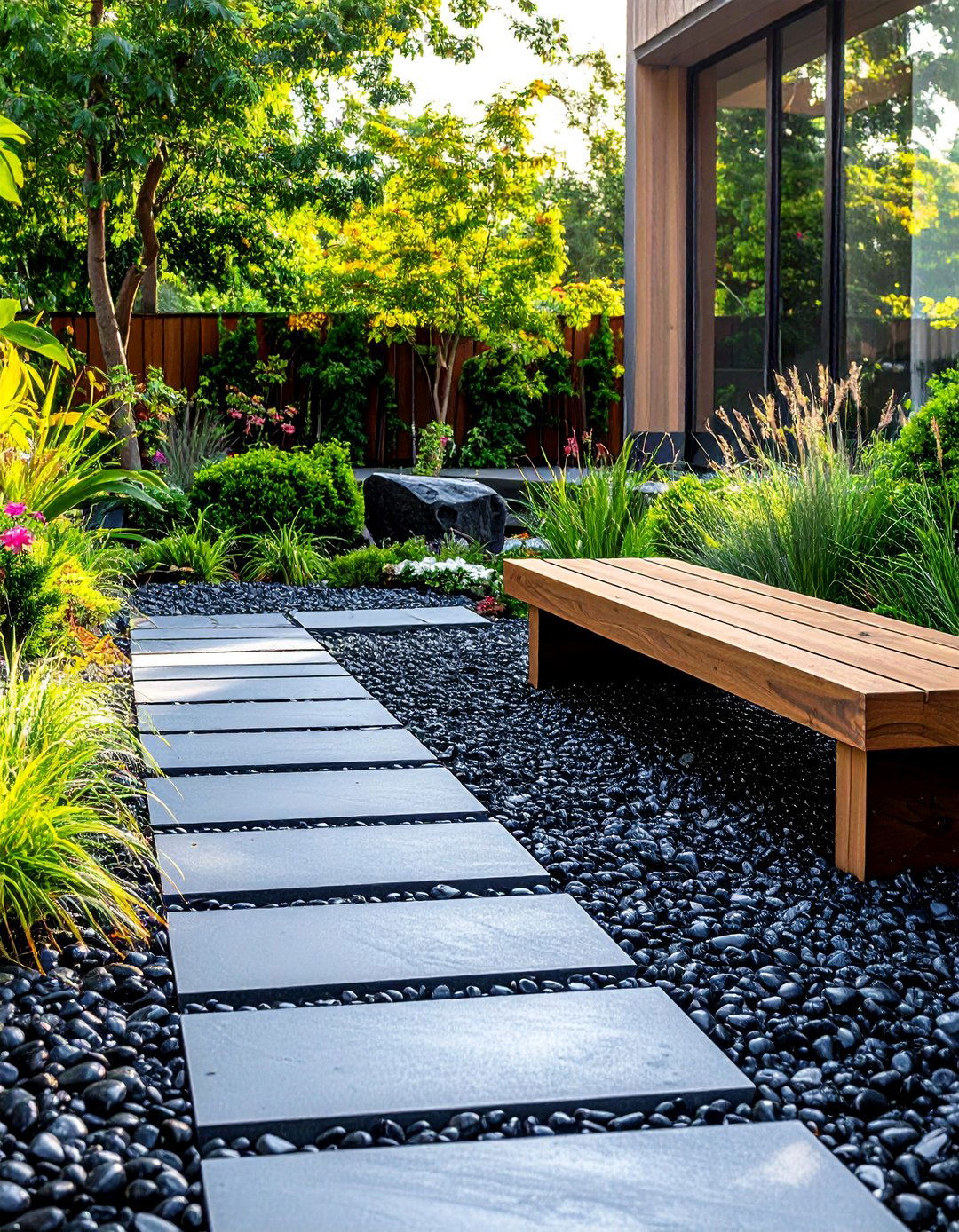Black River Rock Walkways and Paths - 20 Black River Rock Landscaping Ideas for a Unique Look