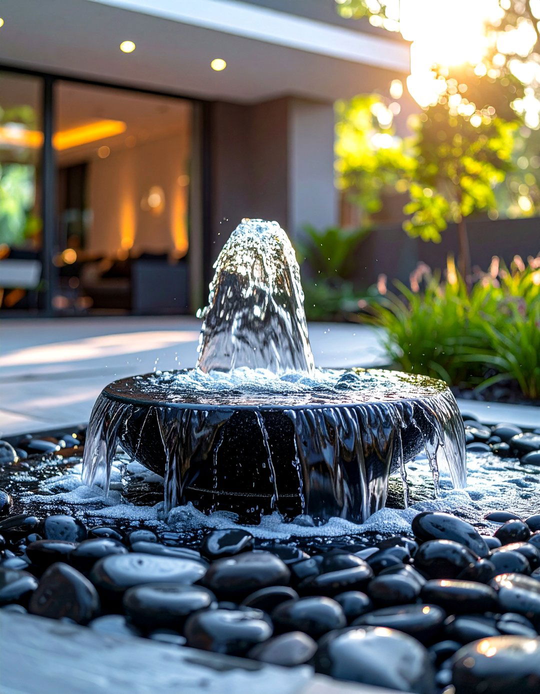 Black River Rock Water Feature Surrounds - 20 Black River Rock Landscaping Ideas for a Unique Look