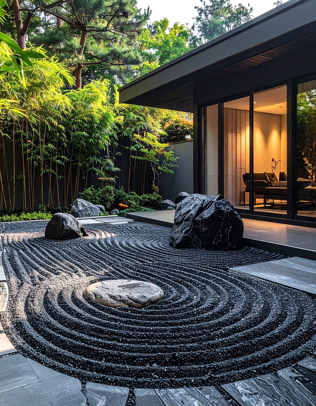 Black River Rock Zen Garden - 20 Black River Rock Landscaping Ideas for a Unique Look