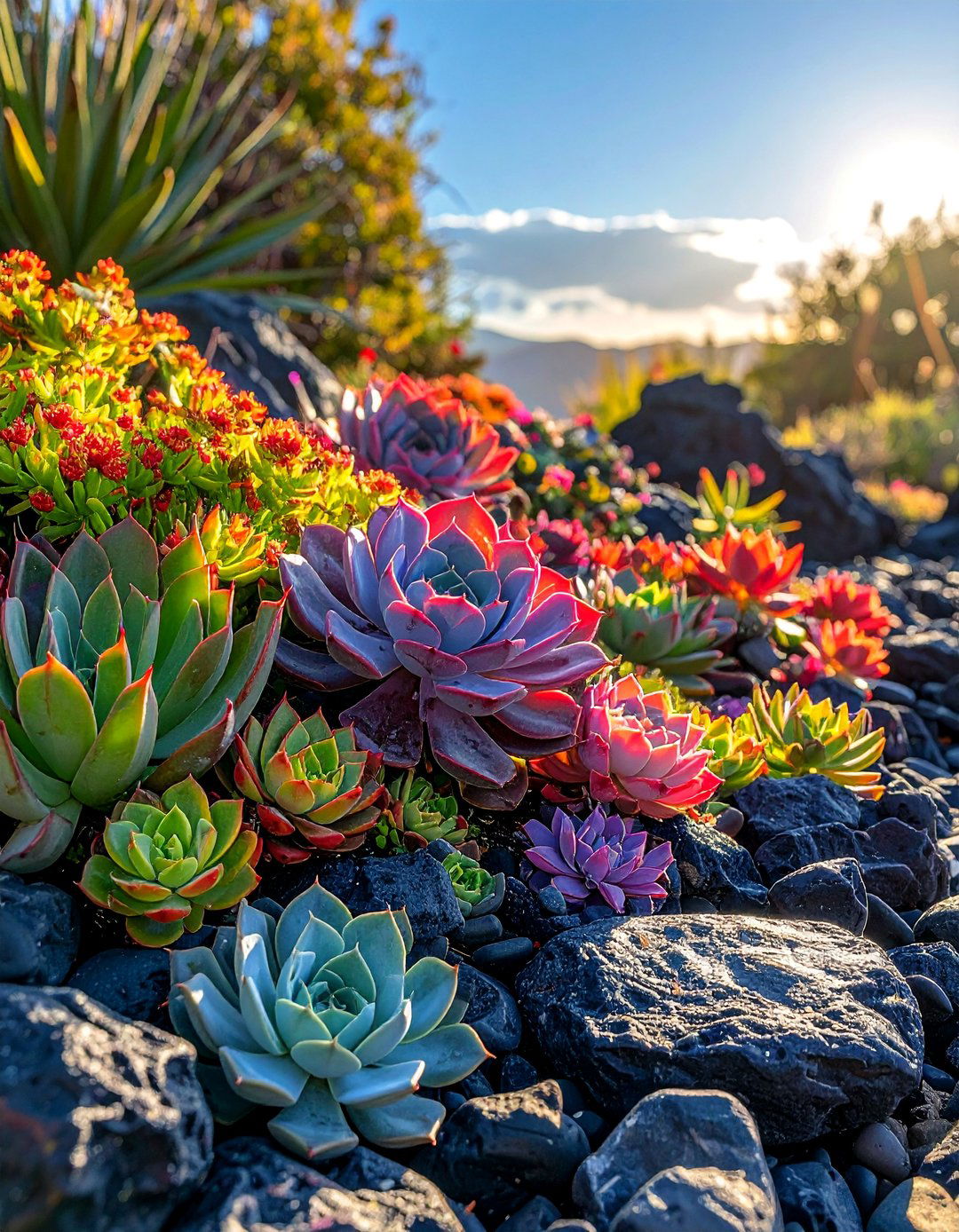 Black River Rock for a Succulent Garden - 20 Black River Rock Landscaping Ideas for a Unique Look