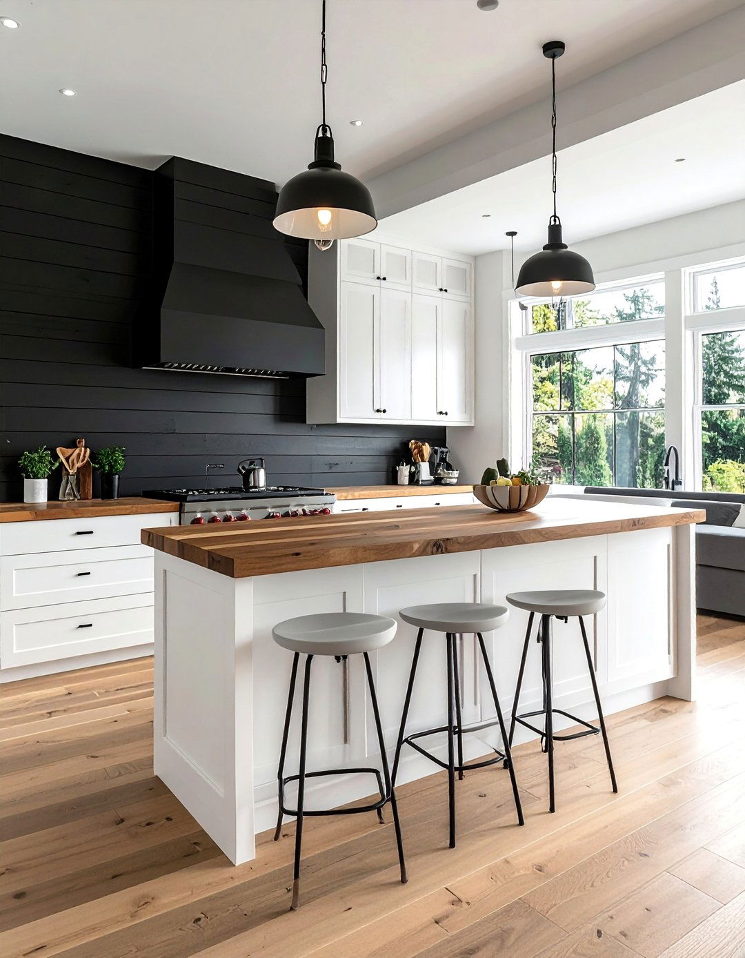 Black Shiplap Backsplash - 30 Kitchen With Black Backsplash Ideas for a Bold Look
