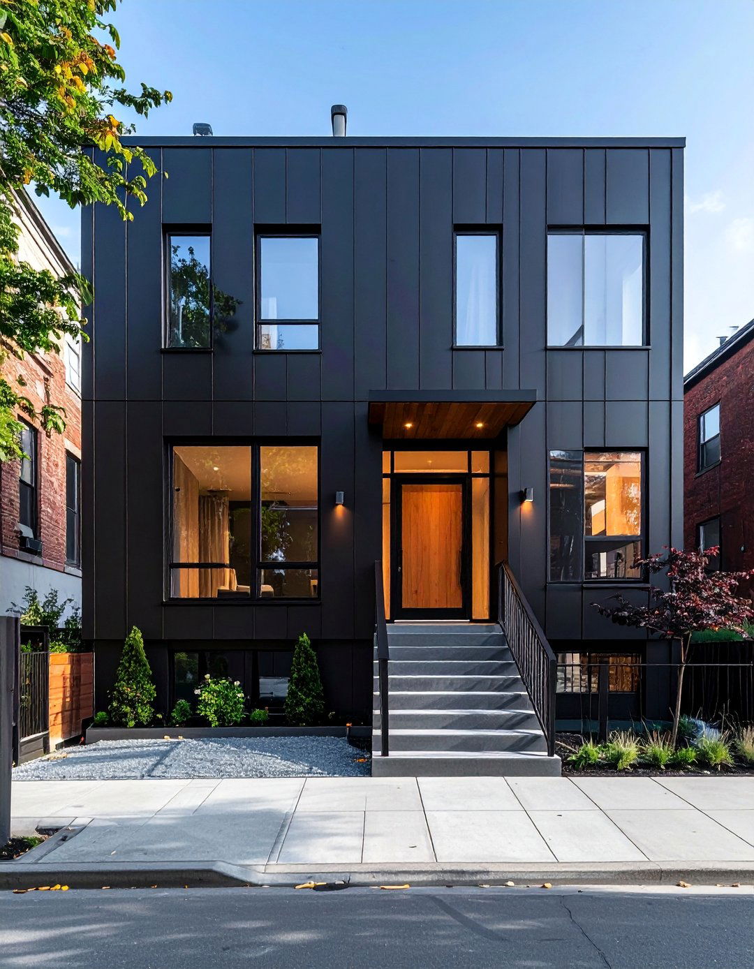 Black Siding for an Urban Townhouse - 30 Black Siding House Ideas for a Sleek Exterior