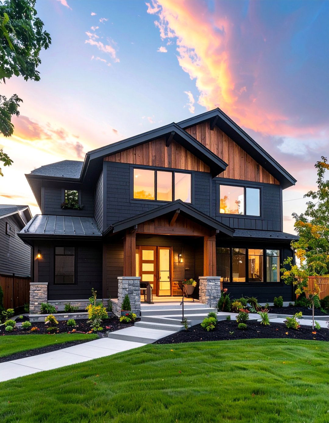 Black Siding on a Split Level Home - 30 Black Siding House Ideas for a Sleek Exterior