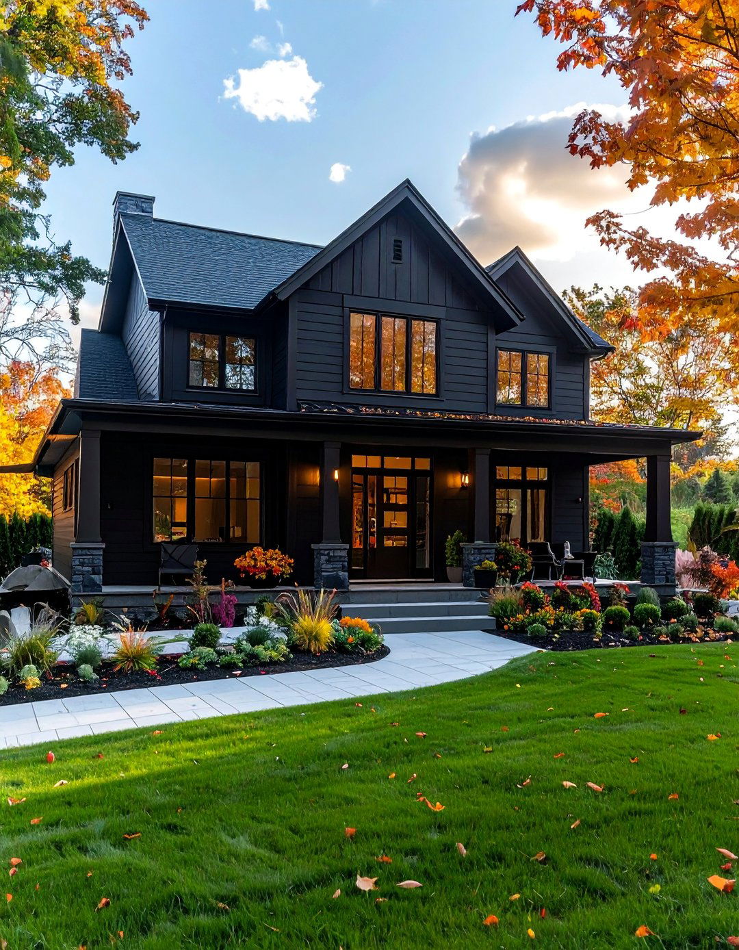 Black Siding with Dark Gray Trim for a Subtle Contrast - 30 Black Siding House Ideas for a Sleek Exterior