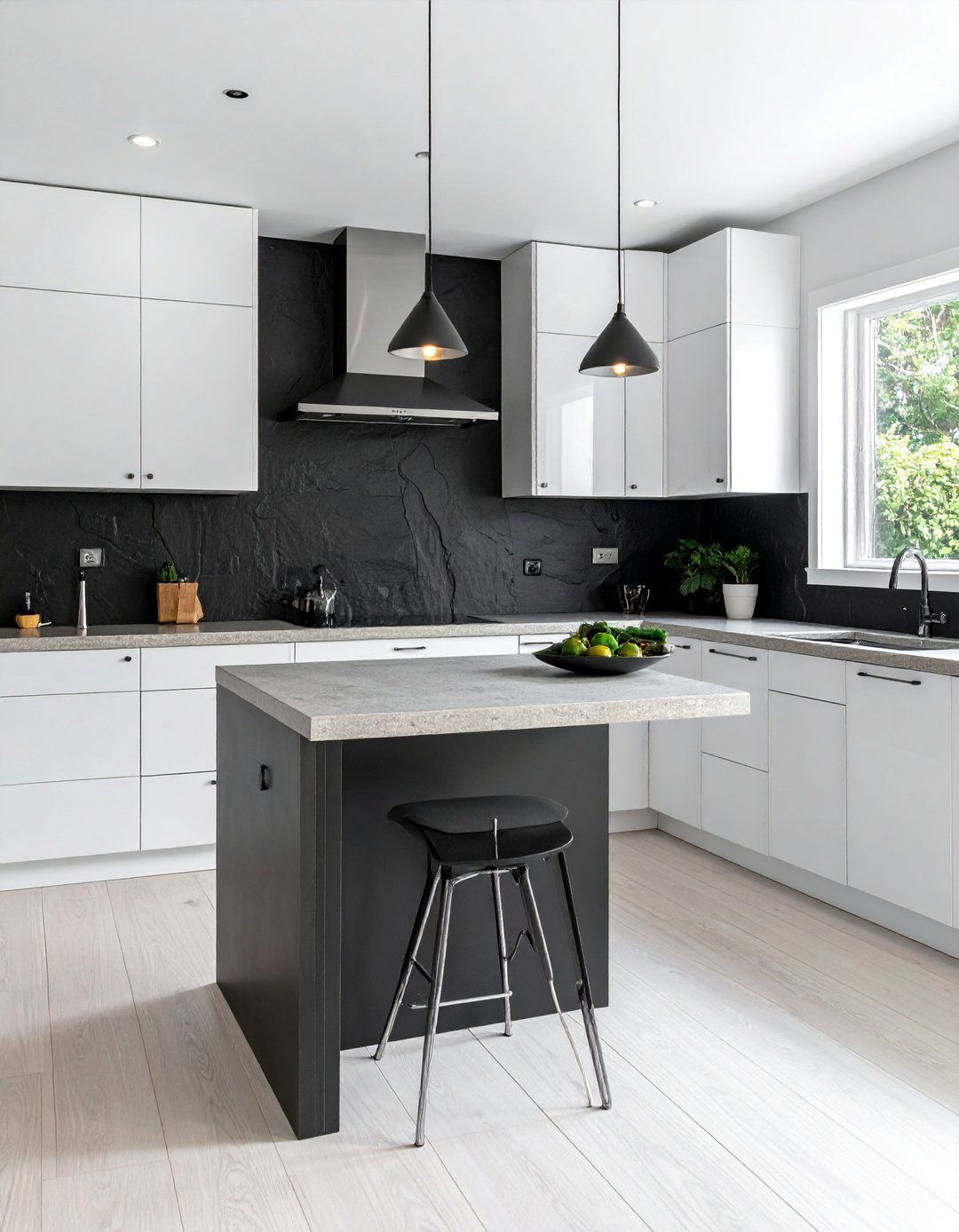 Black Slate Tile Backsplash - 25 Backsplash Ideas for White Cabinets and Granite