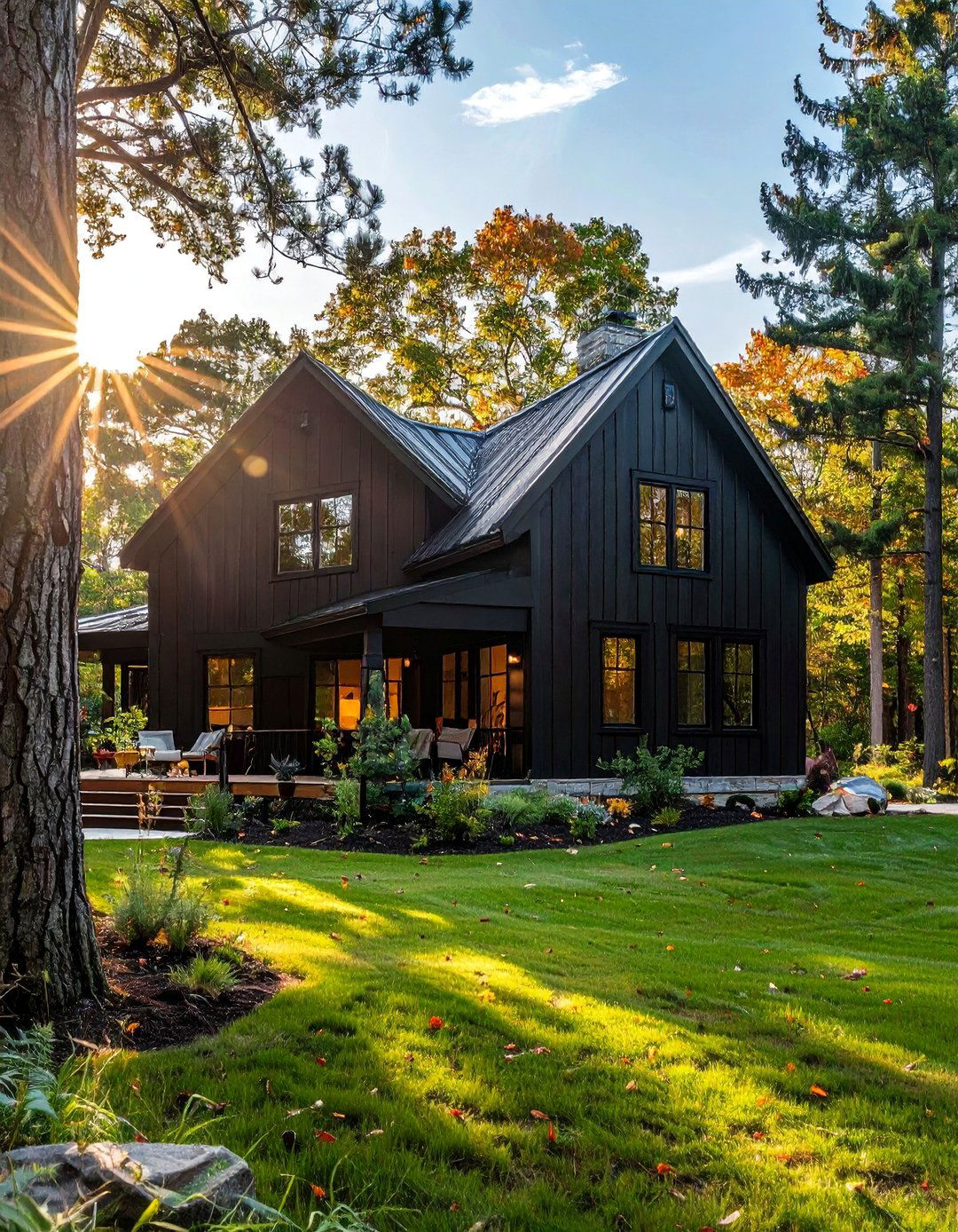 Black Stained Wood Siding for a Natural Texture - 30 Black Siding House Ideas for a Sleek Exterior