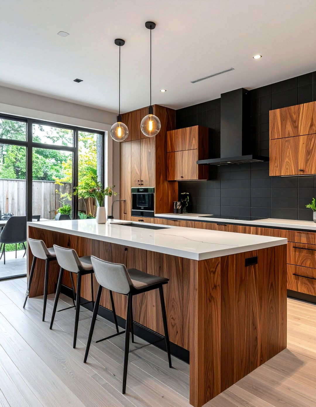 Black Vertical Stacked Tile Backsplash - 30 Kitchen With Black Backsplash Ideas for a Bold Look