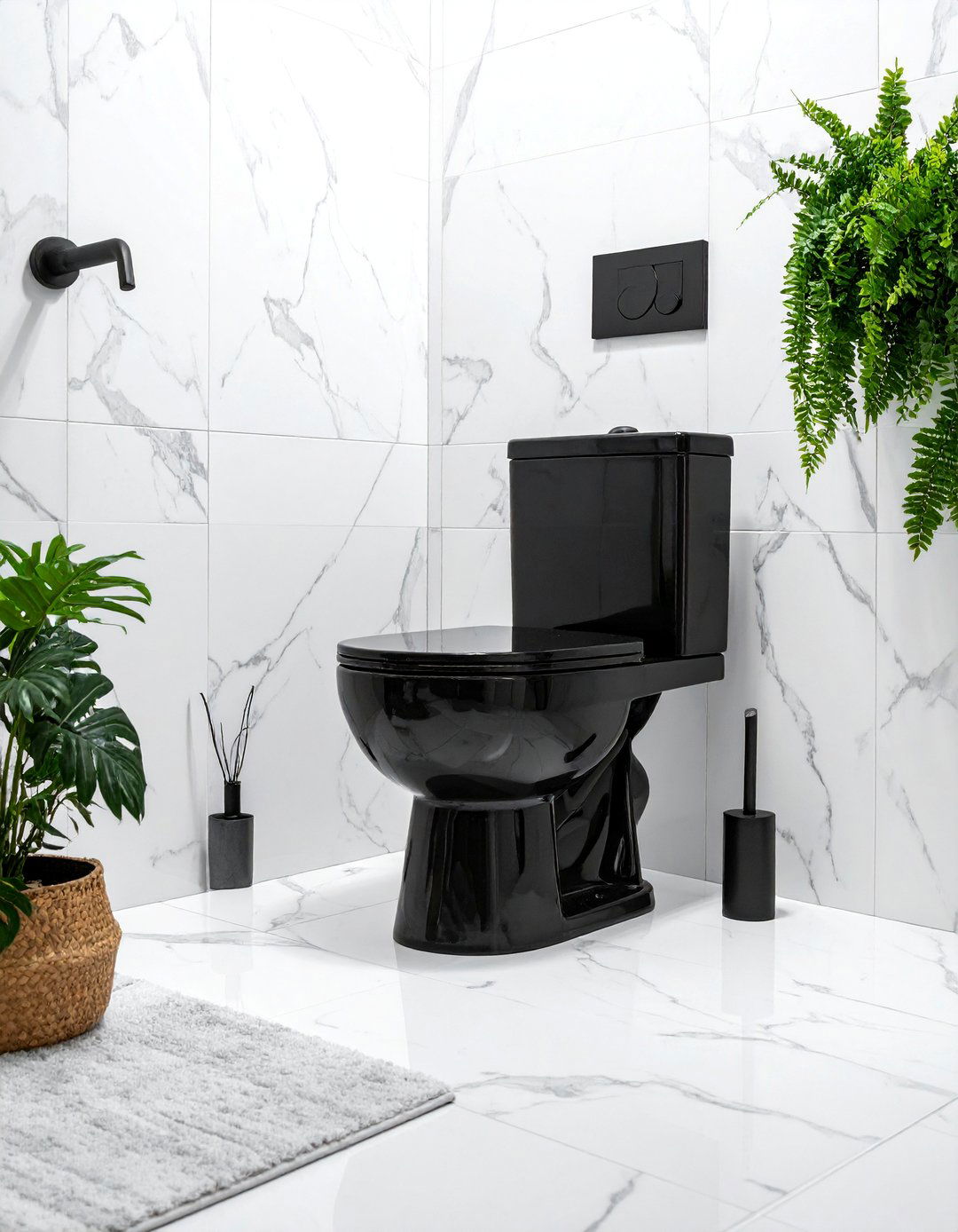 Black and White Bathroom with a Black Toilet - 40 Black and White Bathroom Ideas for Style