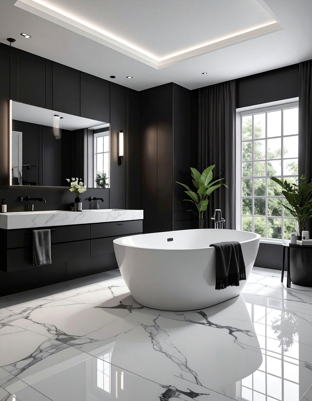 Black and White Contrast - 40 Bathroom Decor Ideas to Refresh Your Space