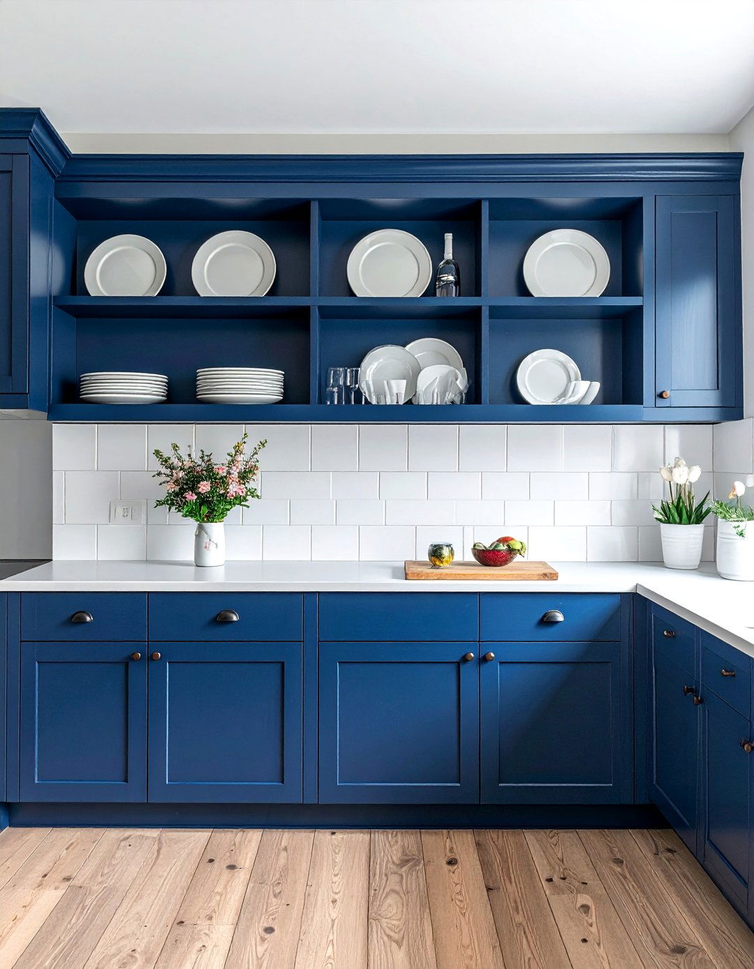Blue Cabinets with Built in Plate Racks - 30 Blue Farmhouse Kitchen Cabinets for a Cozy Feel