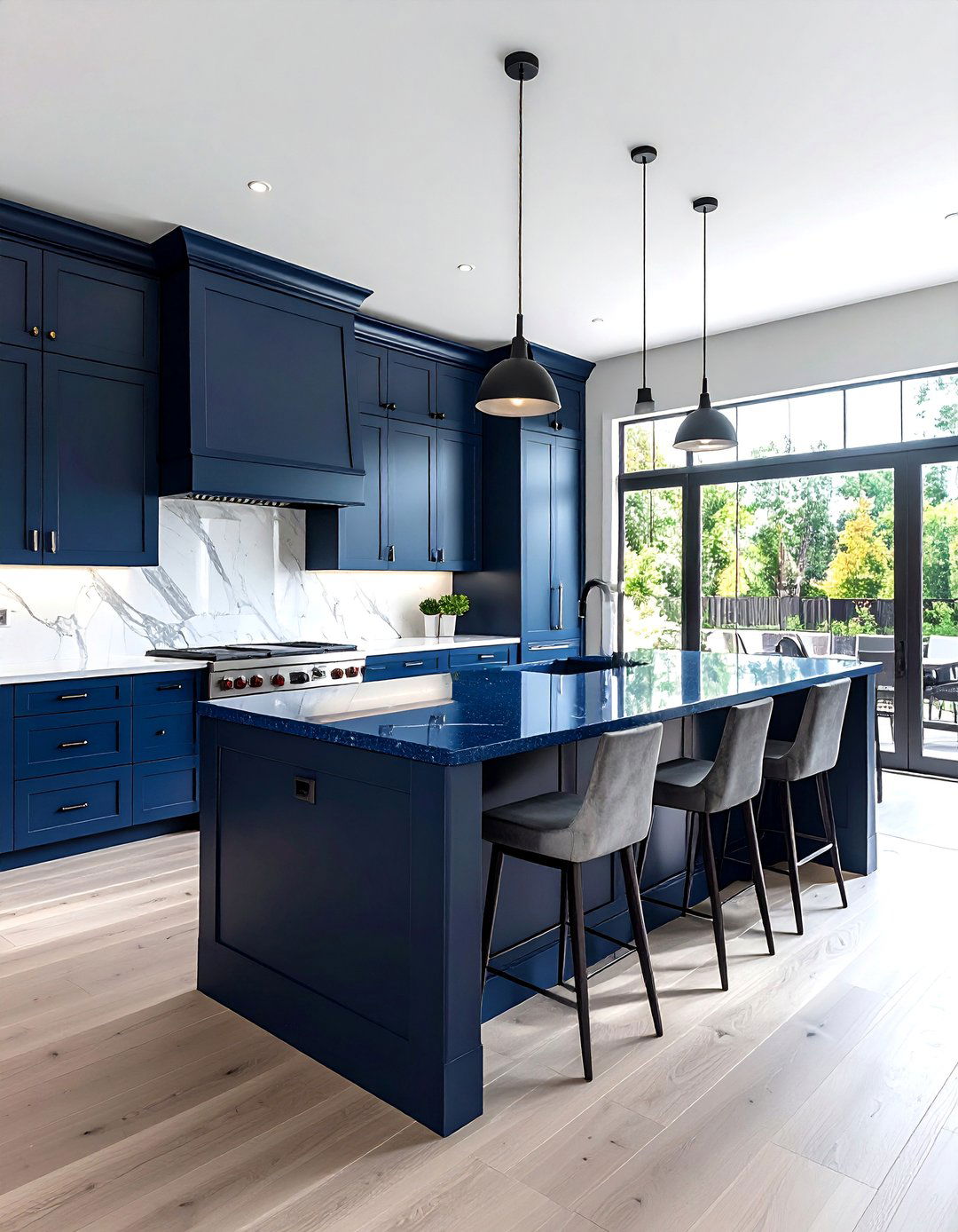 Blue Countertops on a Contrasting Kitchen Island - 20 Kitchens With Blue Countertops Design Ideas