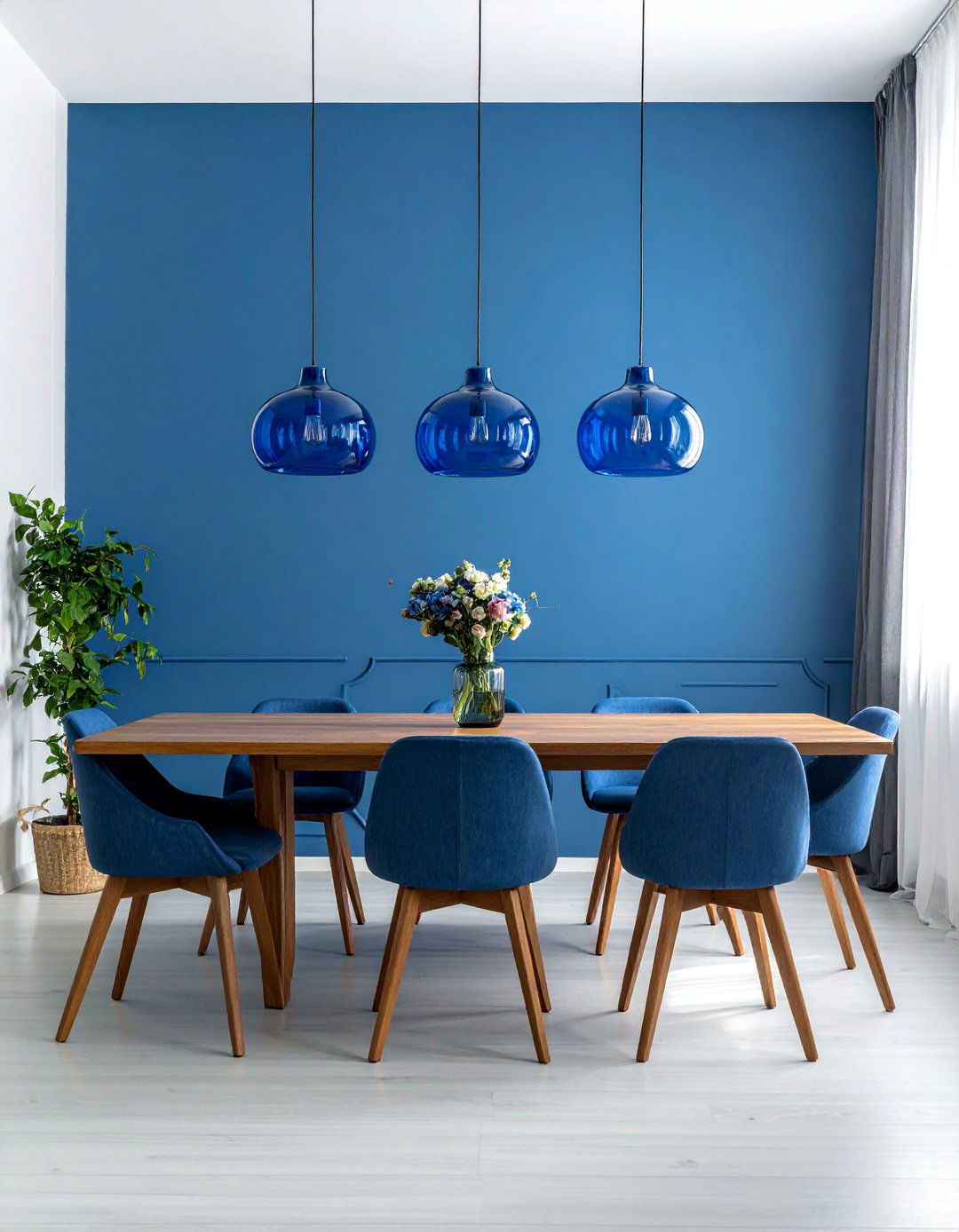 Blue Glass Pendant Lights - 40 Blue Dining Room Ideas for a Serene Space