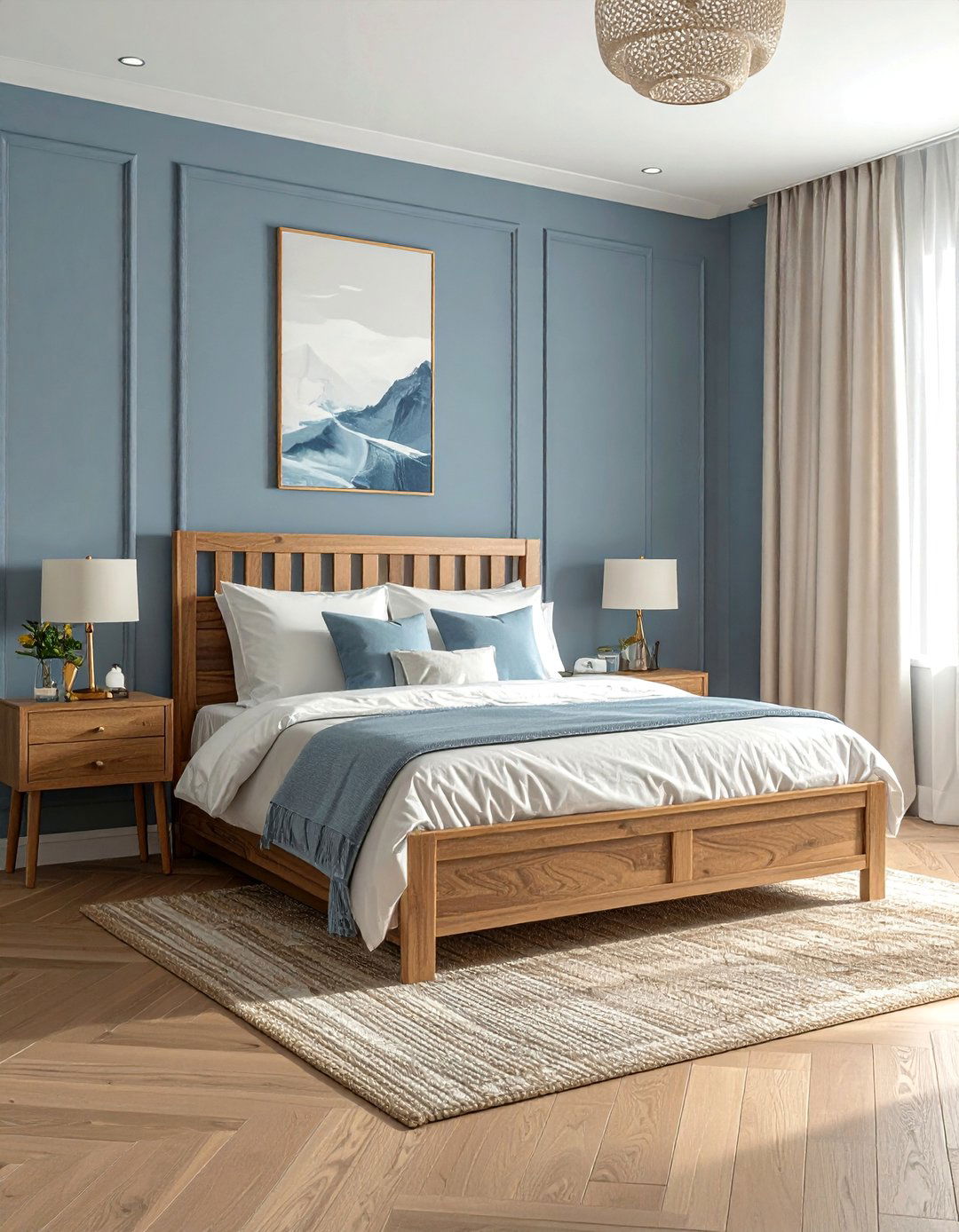 Blue Gray Wall Color for a Neutral Feel - 40 Blue Bedroom Ideas for a Serene and Relaxing Atmosphere