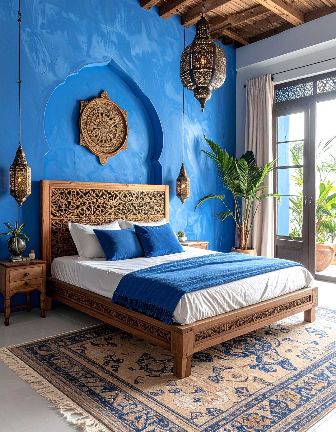 Blue Moroccan Inspired Bedroom - 40 Blue Bedroom Ideas for a Serene and Relaxing Atmosphere
