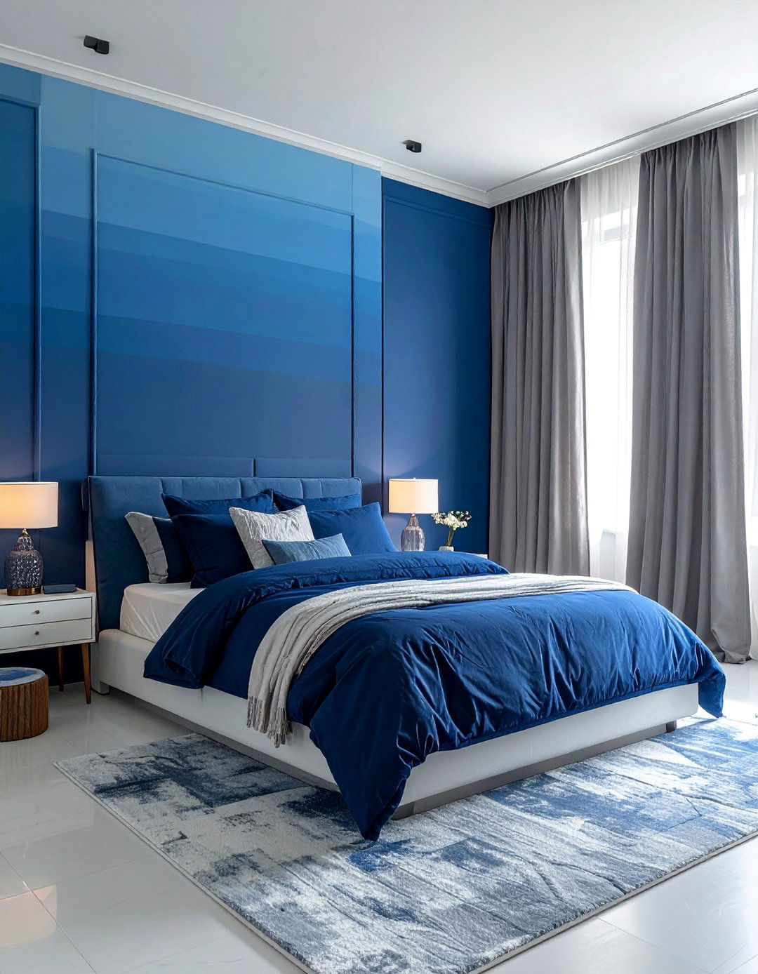 Blue Ombre Wall Effect - 40 Blue Bedroom Ideas for a Serene and Relaxing Atmosphere
