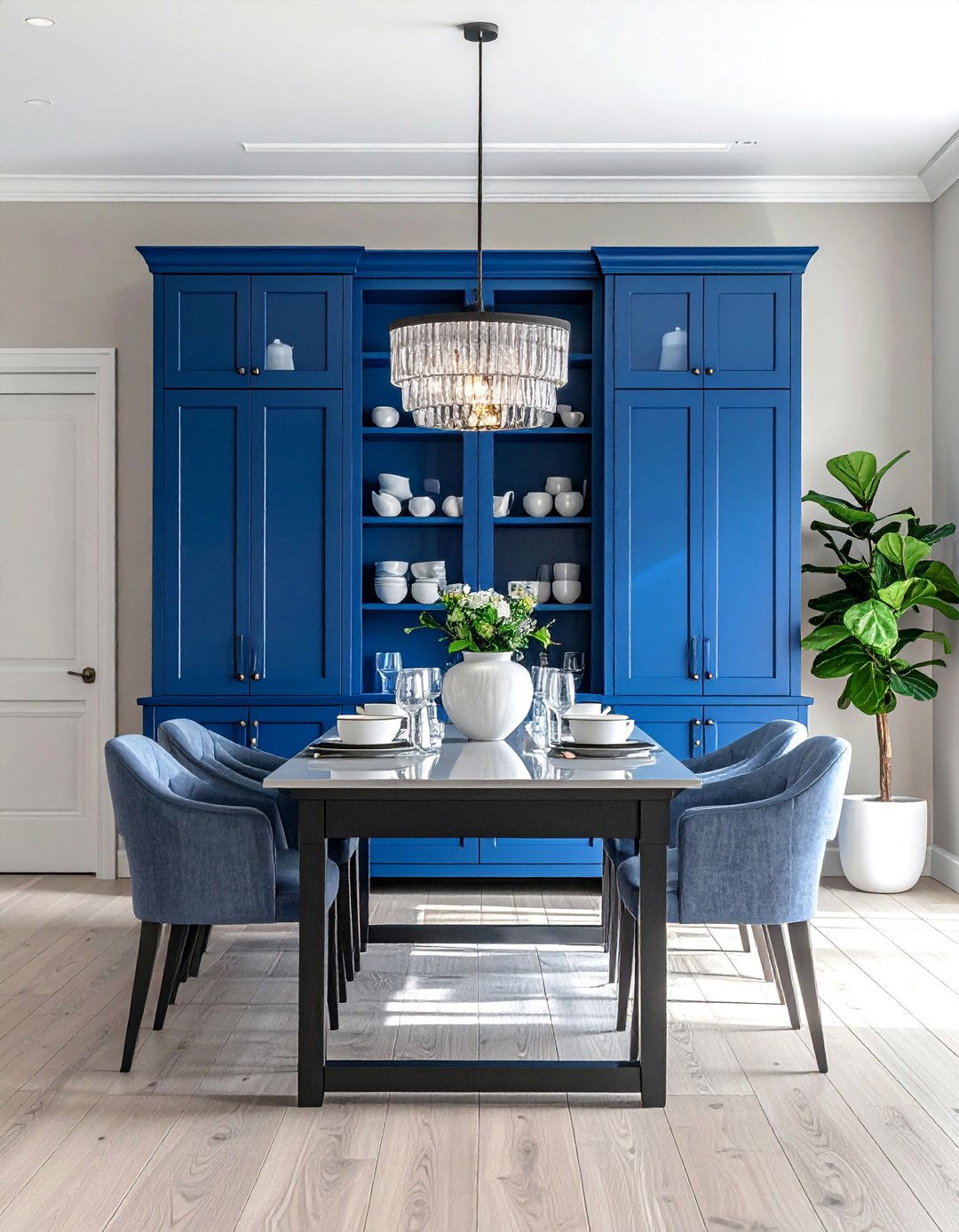 Blue Painted Built In Cabinetry - 40 Blue Dining Room Ideas for a Serene Space
