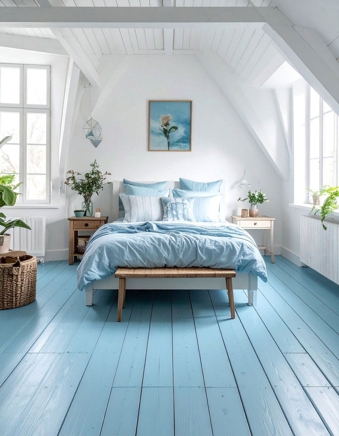 Blue Painted Floorboards - 40 Blue Bedroom Ideas for a Serene and Relaxing Atmosphere
