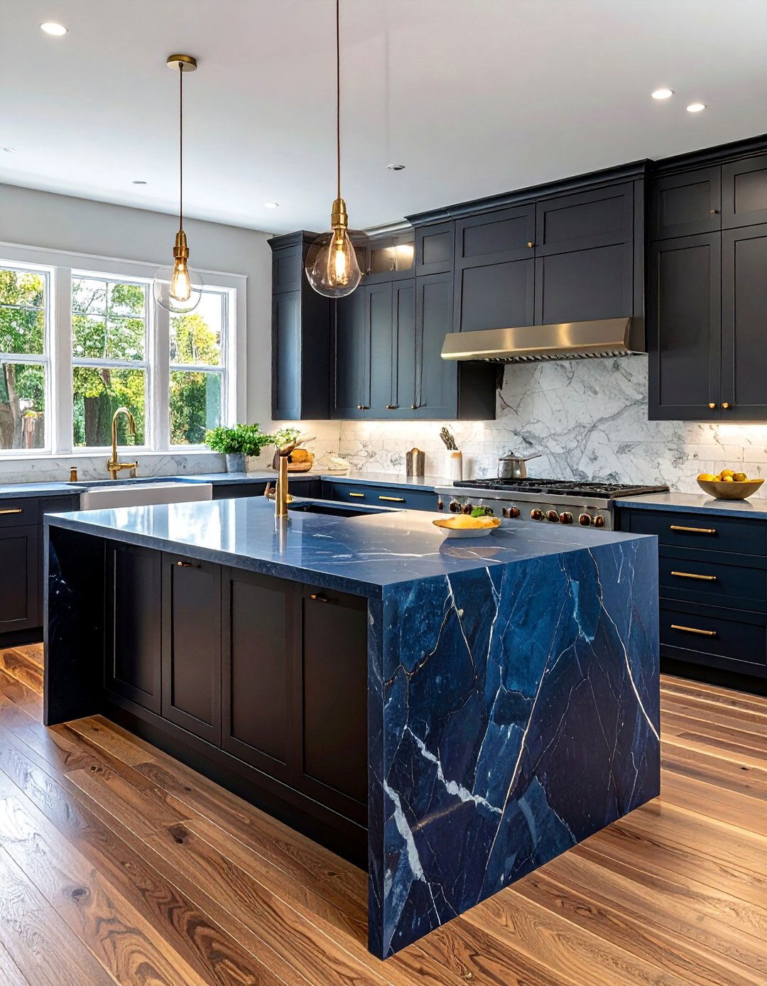 Blue Soapstone Countertops for a Rich Moody Aesthetic - 20 Kitchens With Blue Countertops Design Ideas