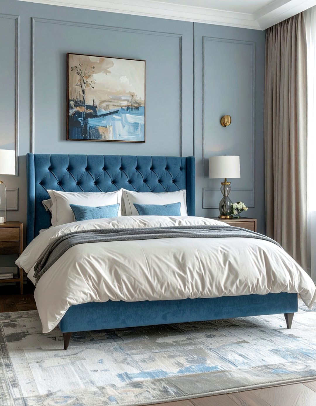 Blue Upholstered Bed Frame - 40 Blue Bedroom Ideas for a Serene and Relaxing Atmosphere