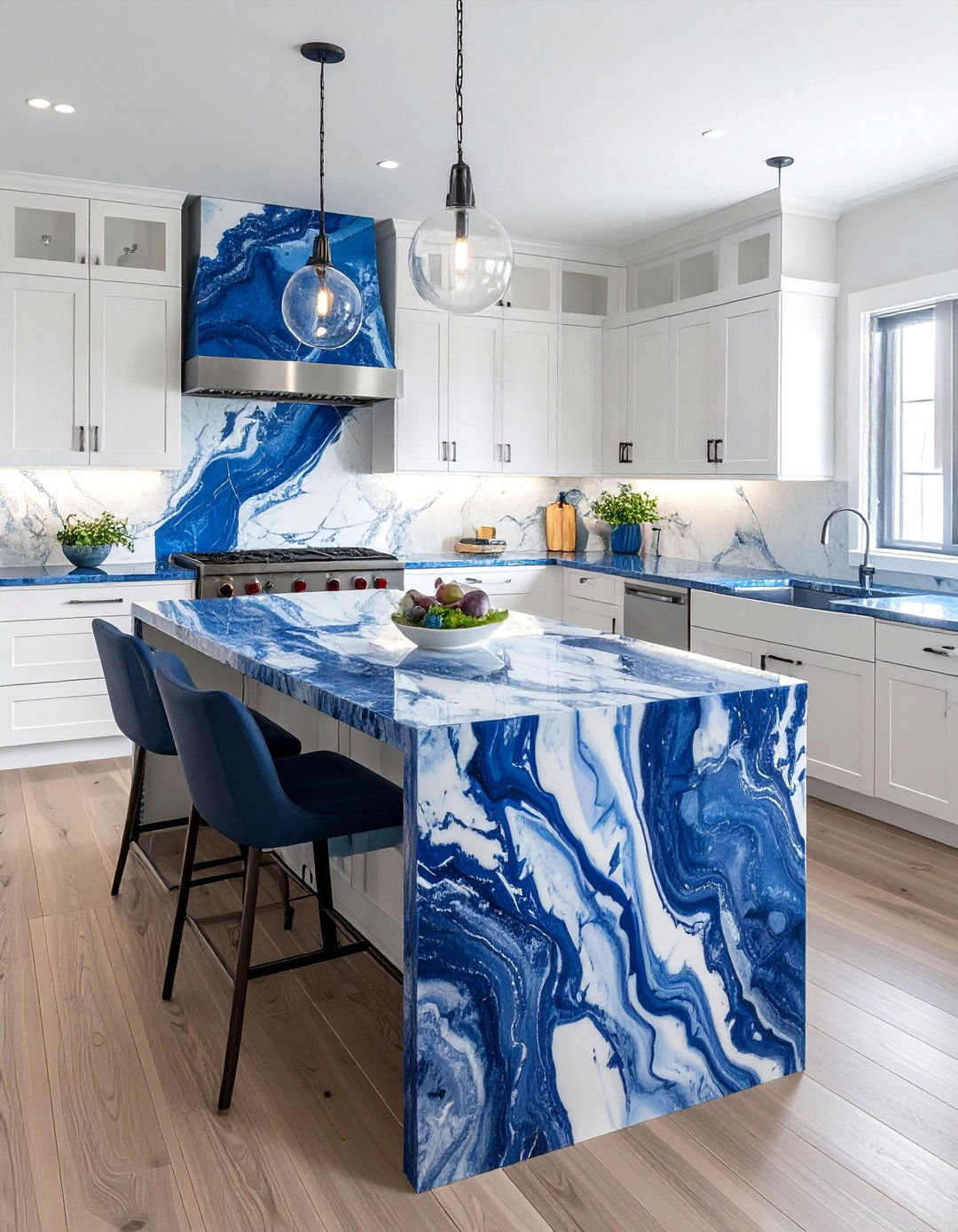 Blue Veined Quartz Kitchen Countertop - 20 Quartz Kitchen Countertops Ideas for Modern Homes